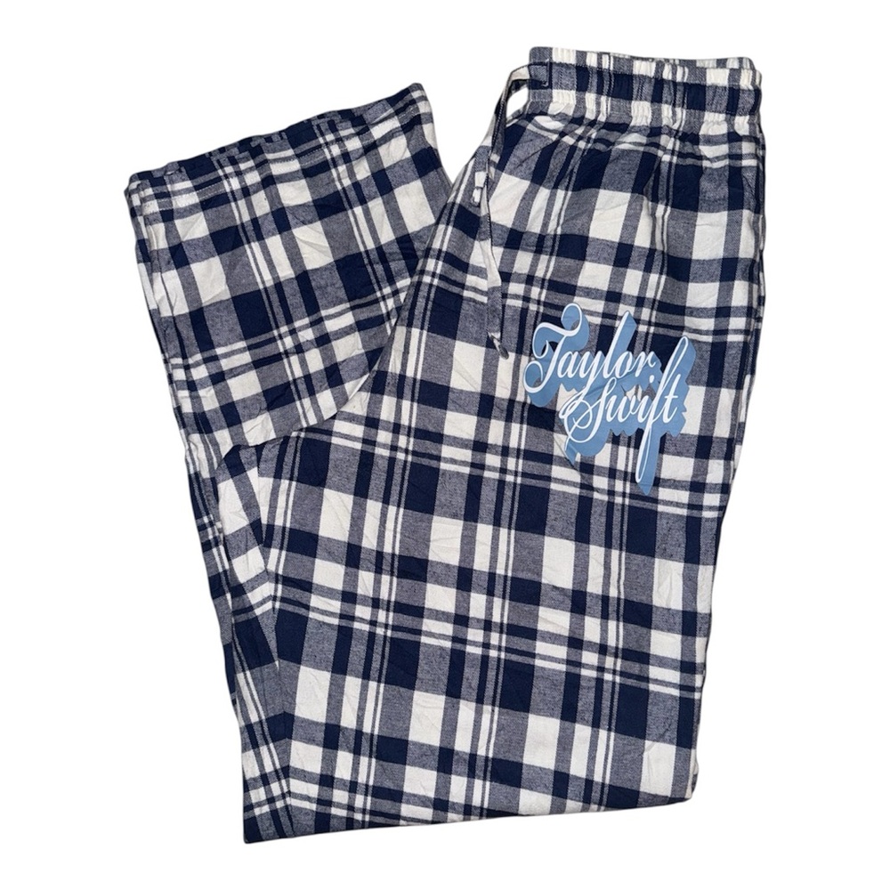 Taylor Swift TS Fearless Plaid Pajamas Navy & White NWOT